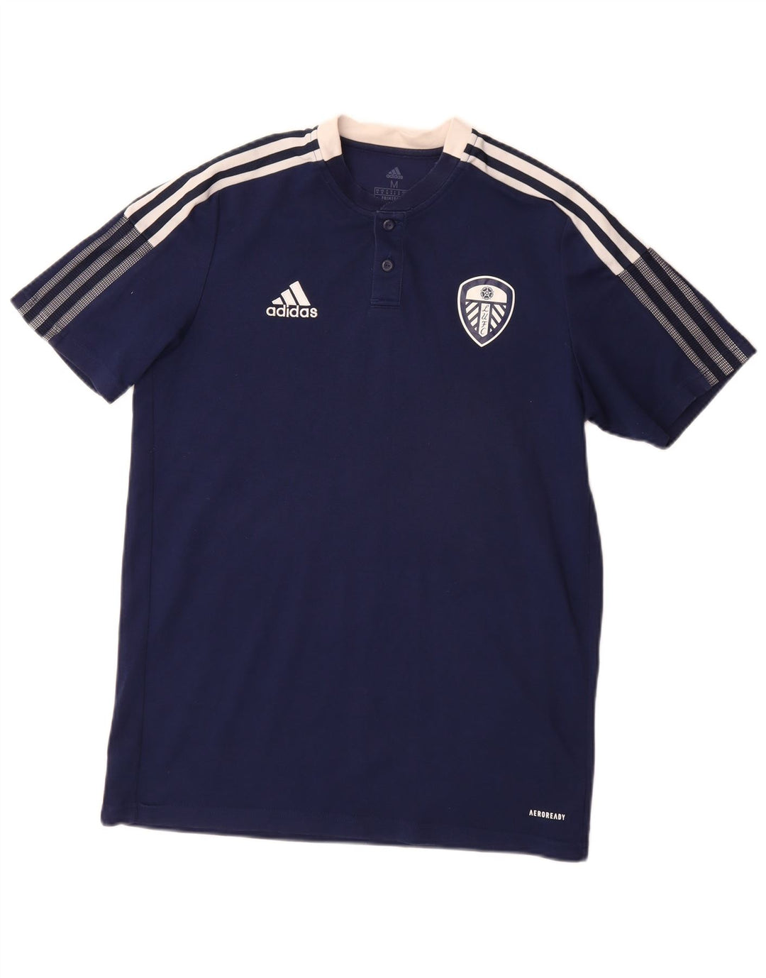 T-shirt ADIDAS da uomo del Leeds United Football Club, media, in cotone blu navy