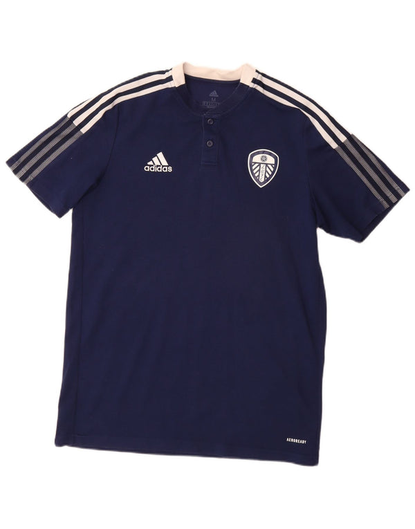 T-shirt ADIDAS da uomo del Leeds United Football Club, media, in cotone blu navy