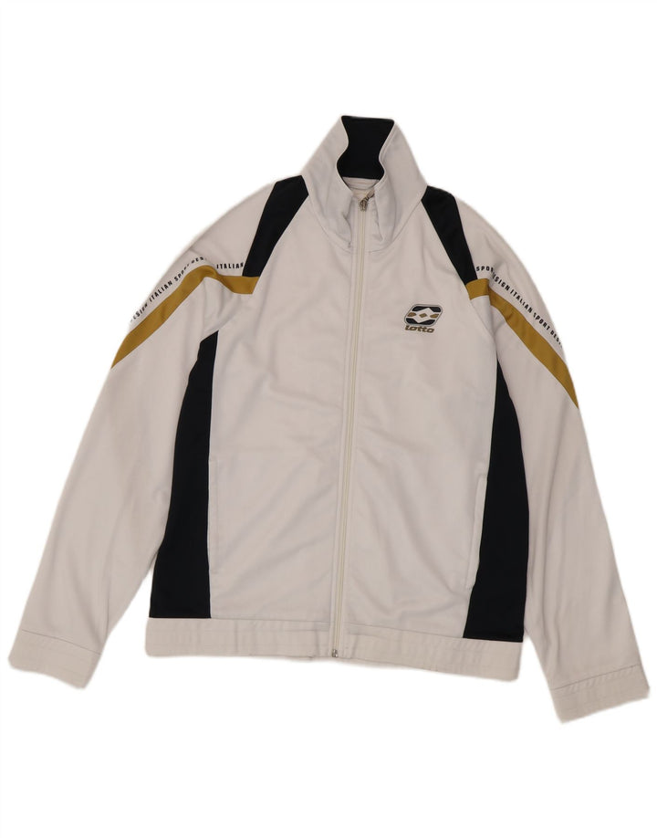 Giacca da tuta grafica da uomo Lotto Top in poliestere color block bianco medio