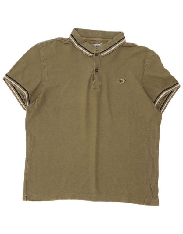 Polo da uomo Lotto XL in cotone a righe kaki