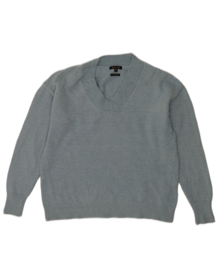 Maglione maglione da donna con scollo a V Massimo Dutti UK 14 Poliammide blu medio