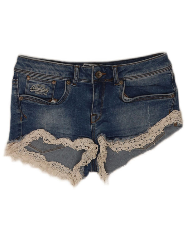 Pantaloni caldi denim da donna Superdry W26 piccoli cotone blu