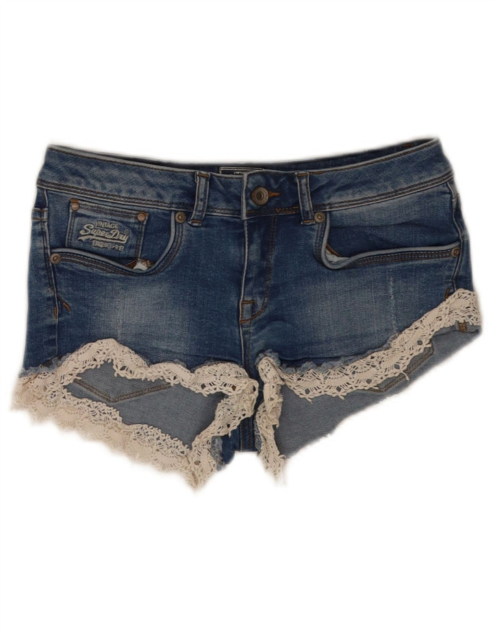 Pantaloni caldi denim da donna Superdry W26 piccoli cotone blu