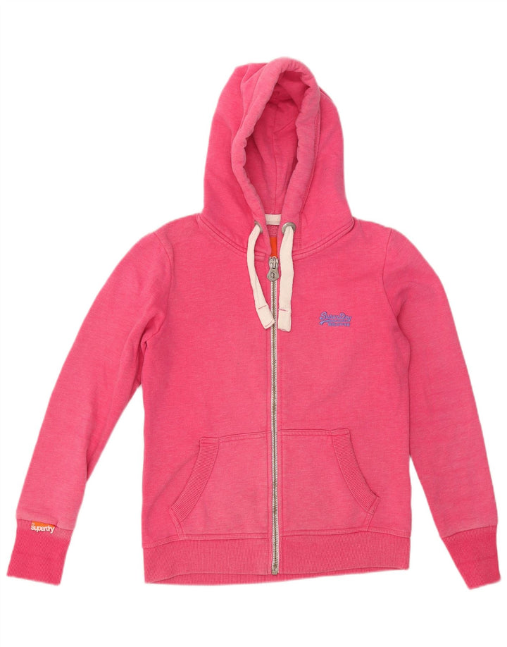 Maglione con cappuccio e zip da donna SUPERDRY UK 14 Cotone rosa medio