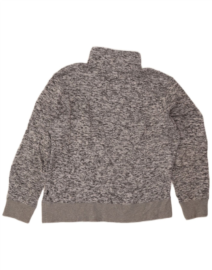 Felpa Lee da uomo con zip e collo, maglione, grande, in poliestere chiazzato grigio
