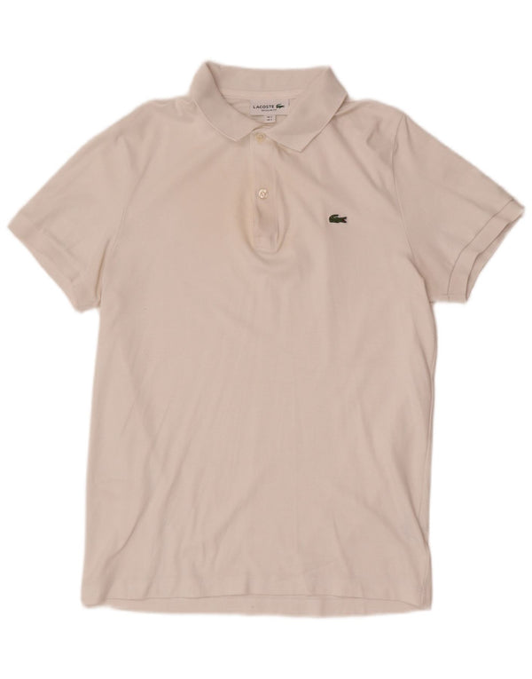 Polo Lacoste da uomo vestibilità regolare taglia 3 piccola in cotone bianco