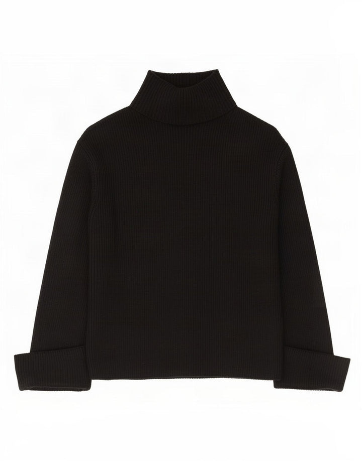 Maglione maglione collo alto da donna Zara UK 10 piccolo poliestere nero