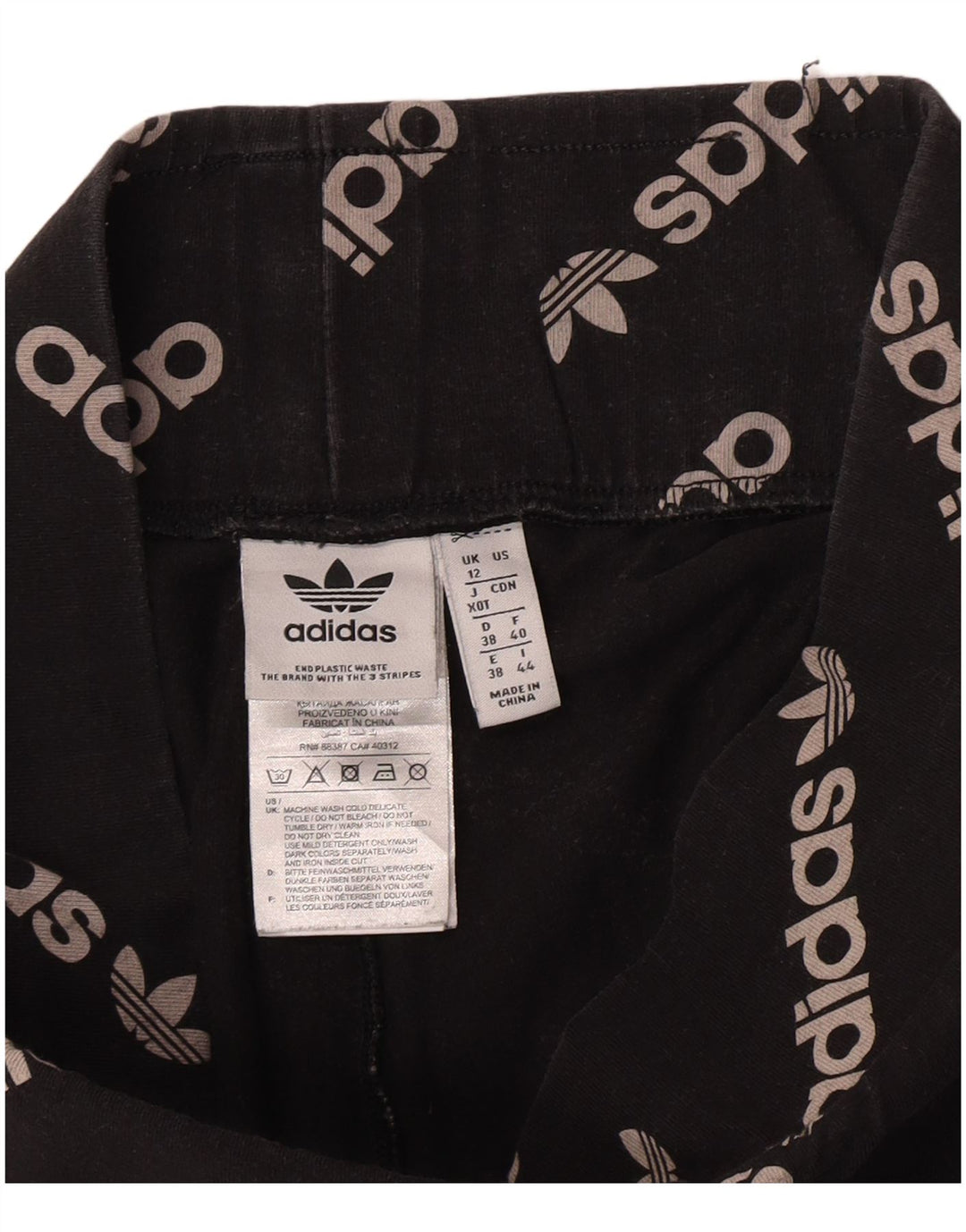 Leggings grafici da donna Adidas UK 12 cotone medio nero