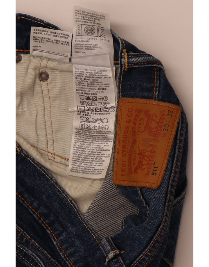 LEVI'S Jeans 511 Slim da Donna W30 L32 Blu Cotone