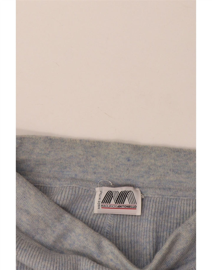 Gonna a palloncino vintage da donna in maglia grande W32 in lana blu