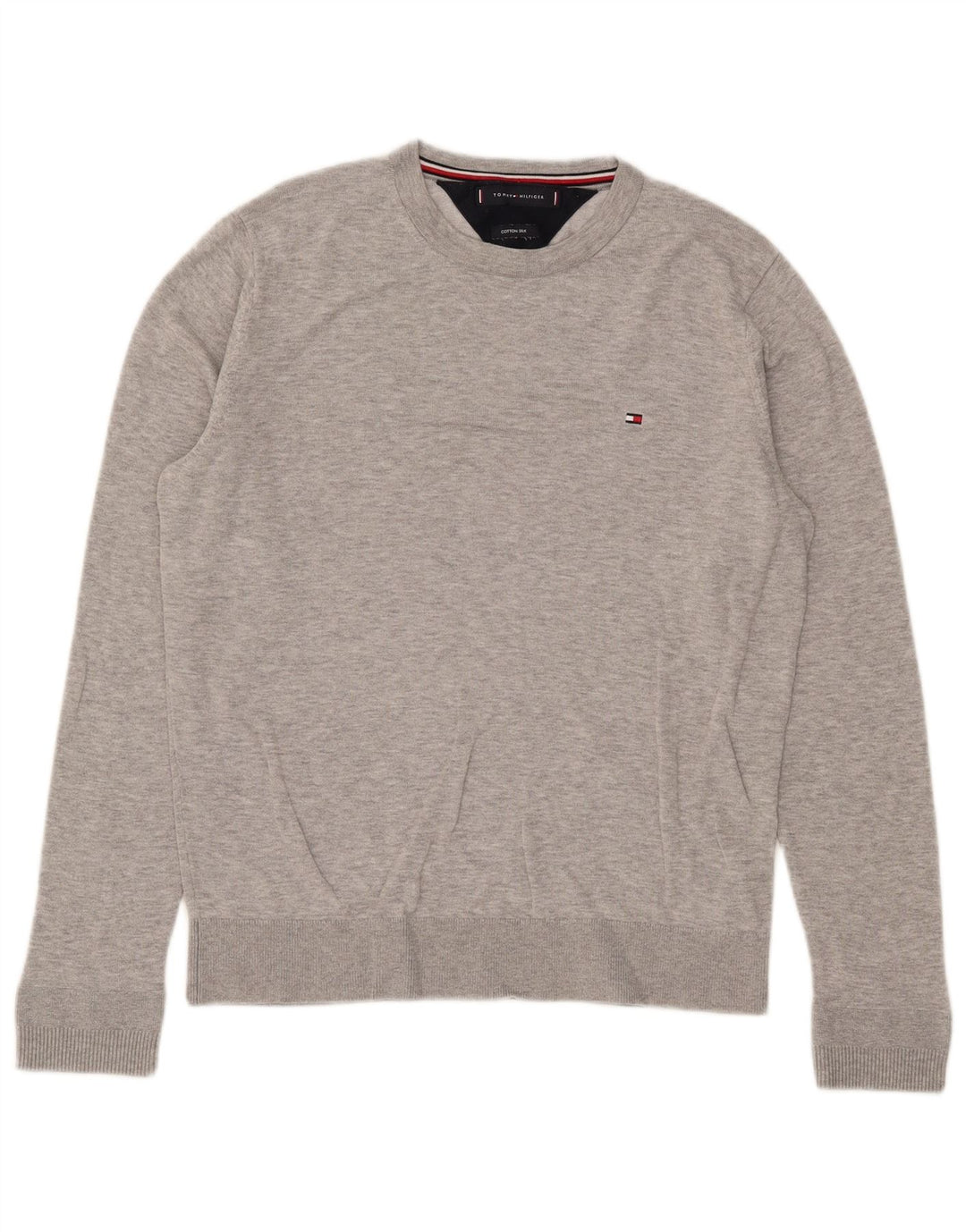 Maglione maglione girocollo da donna Tommy Hilfiger UK 12 Cotone grigio medio