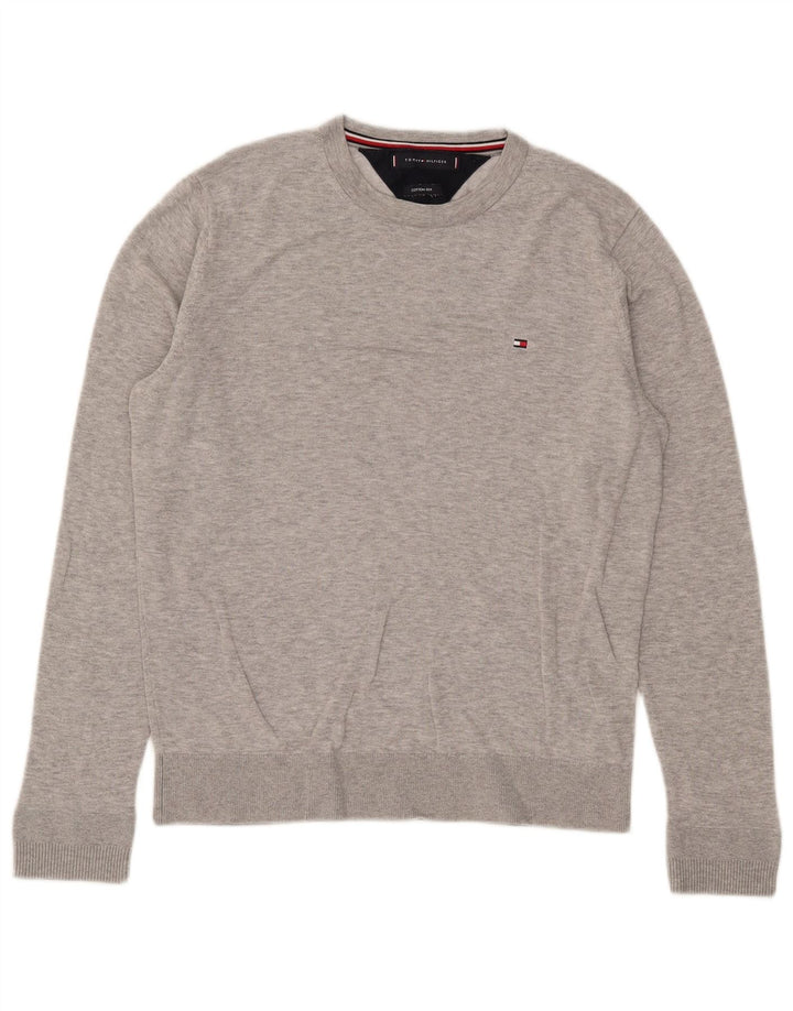 Maglione maglione girocollo da donna Tommy Hilfiger UK 12 Cotone grigio medio