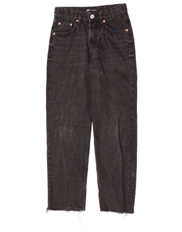 Jeans corti a vita alta da donna Zara EU 36 XS W26 L26 cotone nero