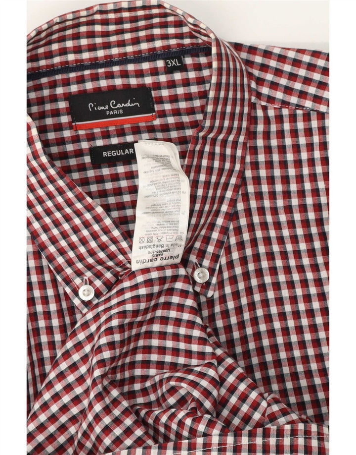 Camicia da uomo a maniche corte Regular Fit Pierre Cardin 3XL Poliestere a quadri rossi