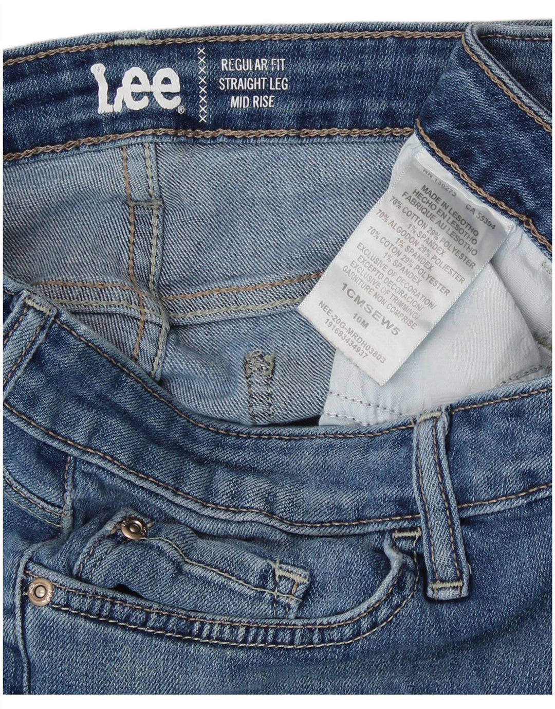 Jeans dritti LEE da donna a vita media, vestibilità regolare, US 10 grandi W32 L29 blu