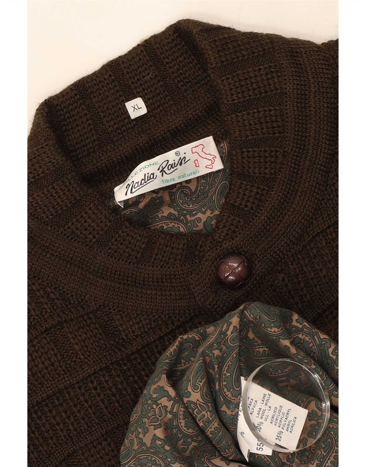 Maglione cardigan da uomo vintage XL lana di alpaca kaki