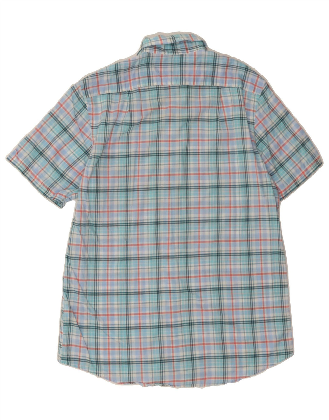 IZOD Mens Short Sleeve Shirt Medium Blue Check Cotton Vintage Izod and Second-Hand Izod from Messina Hembry 