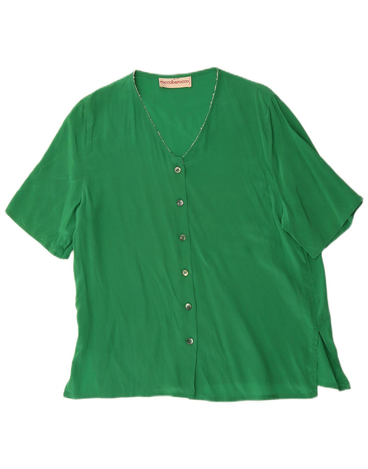 Roccobarocco Camicia a maniche corte da donna Camicetta UK 14 Large Verde