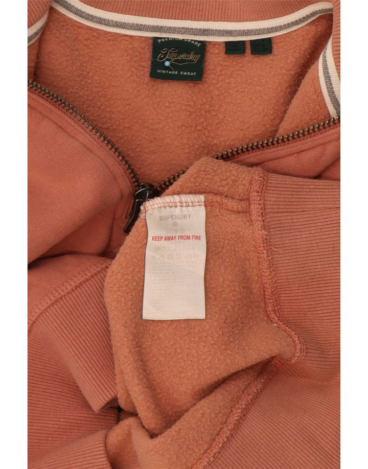Felpa da donna con collo oversize corto e zip Superdry, maglione UK 8 piccolo marrone