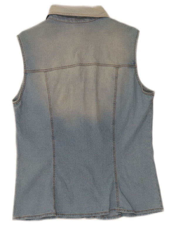 Camicia Denim Smanicata Donna Roccobarocco IT 48 XL Cotone Blu