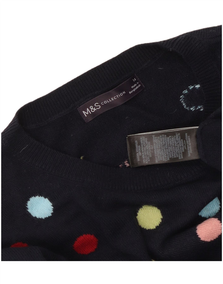 MARKS & SPENCER Maglione maglione girocollo da donna UK 14 Medio Blu navy