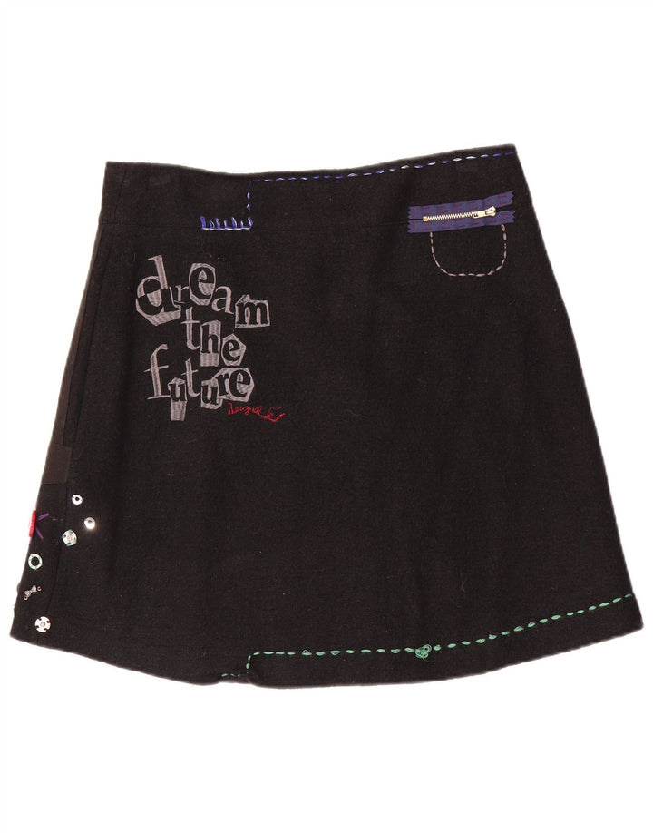 Desigual Gonna mini avvolgente grafica da donna EU 40 Media W32 Viscosa nera
