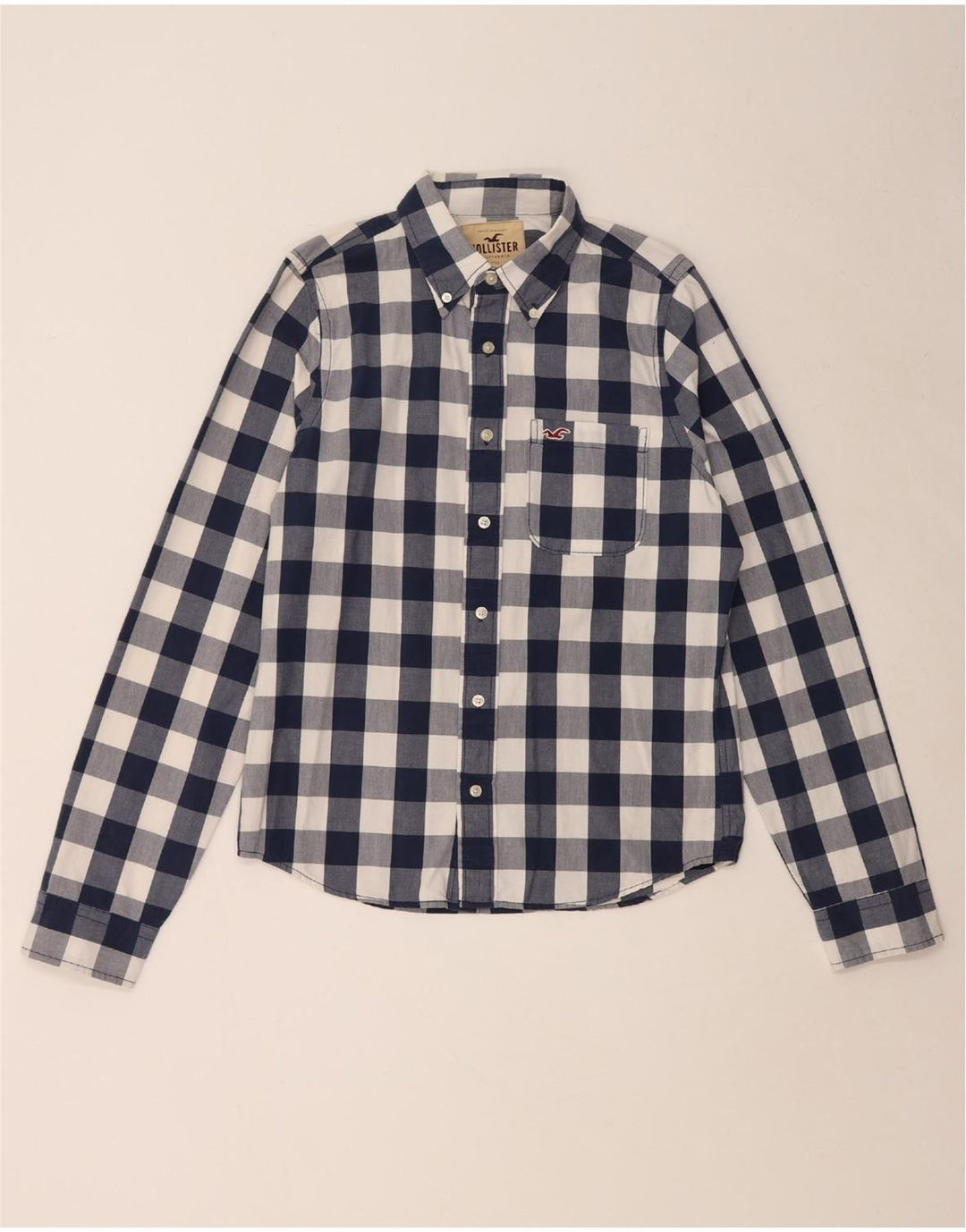 Camicia Hollister da uomo grande in cotone a quadretti blu navy