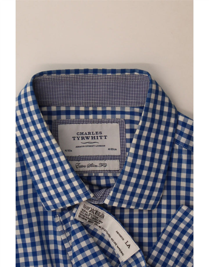 Camicia da uomo extra slim fit Charles Tyrwhitt taglia 41/16 grande percalle blu