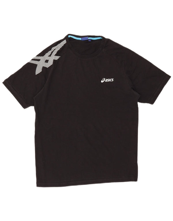 T-shirt grafica ASICS da uomo, top in cotone nero medio