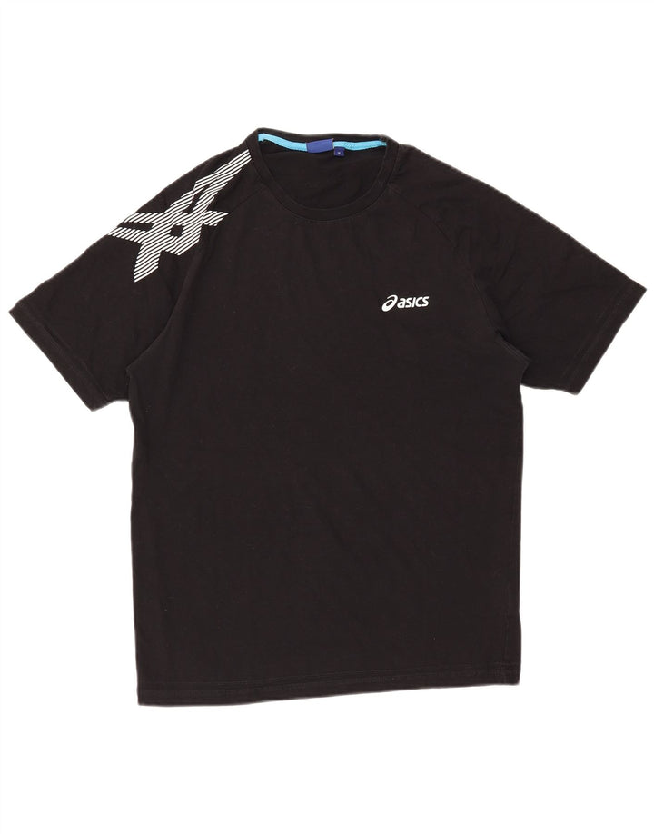 T-shirt grafica ASICS da uomo, top in cotone nero medio