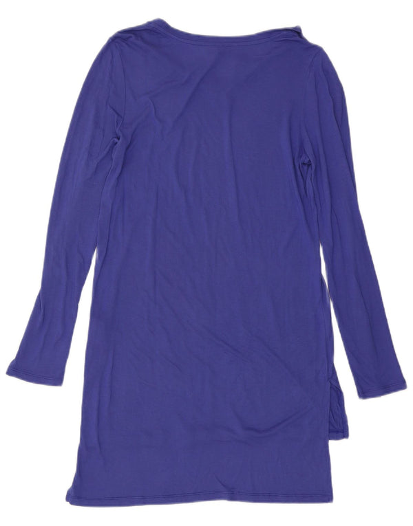 Abito T-shirt a maniche lunghe da donna Benetton UK 10 Small Blu in viscosa