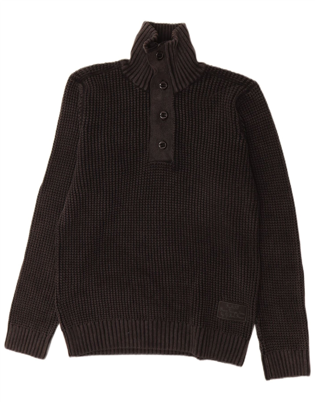 Maglione da uomo G-Star con collo a bottoni, grande cotone nero