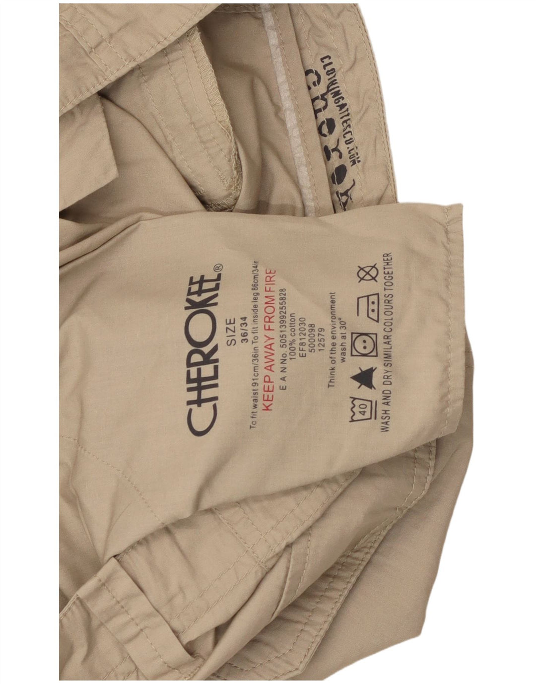Pantaloni cargo dritti da uomo Cherokee W36 L34 in cotone beige