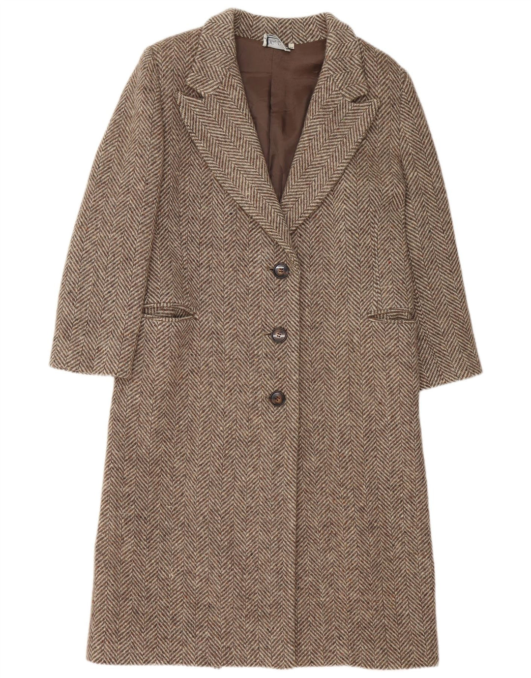 Cappotto Donna Luisa Spagnoli IT 44 Beige Medio Lana Vergine Spinato