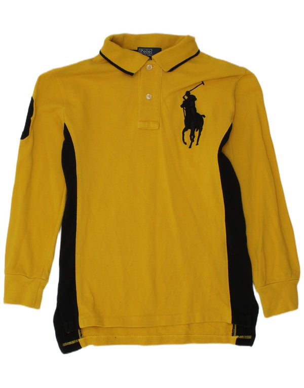 Polo Ralph Lauren per bambina con grafica da rugby, 7-8 anni, piccola, gialla