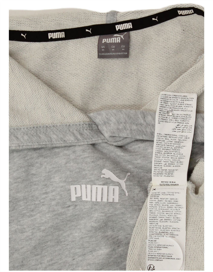 Felpa con cappuccio oversize con grafica corta da donna Puma UK 14 Cotone grigio medio