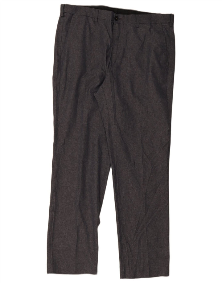 Pantaloni chino dritti da uomo Marks & Spencer W36 L30 poliestere grigio
