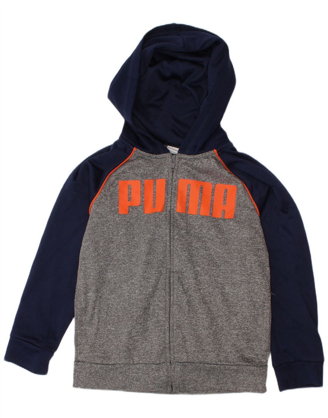 Felpa con cappuccio e zip grafica PUMA per ragazzi 5-6 anni in poliestere color block grigio