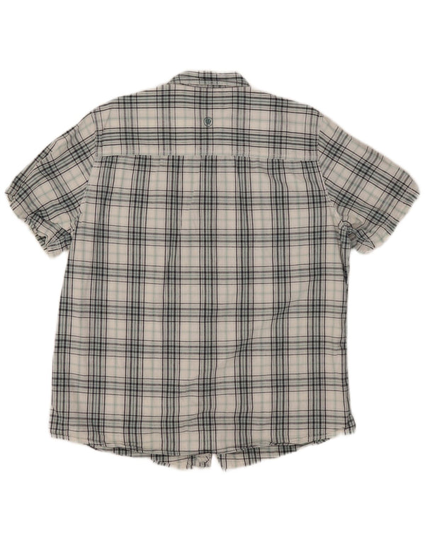 Camicia slim fit a maniche corte da uomo Fat Face XL in cotone a quadri blu