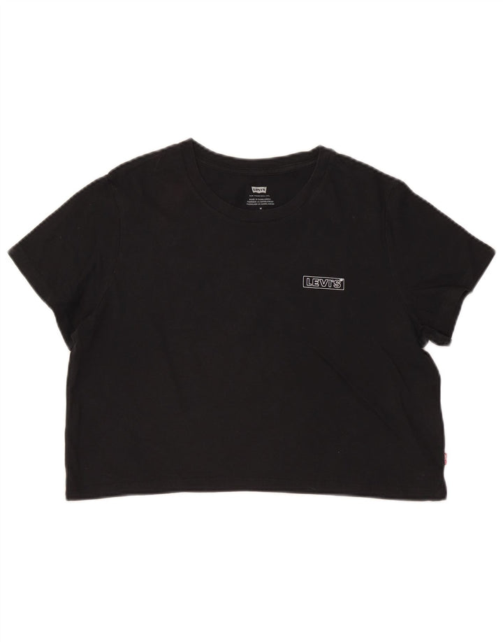 T-shirt grafica corta da donna LEVI'S UK 14 cotone nero medio