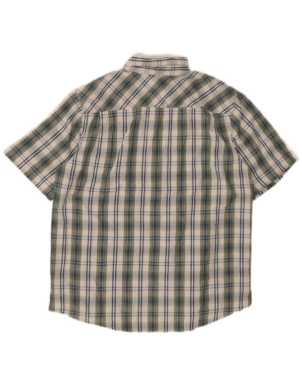 EDDIE BAUER Camicia a maniche corte da uomo Poliestere a quadri kaki medio