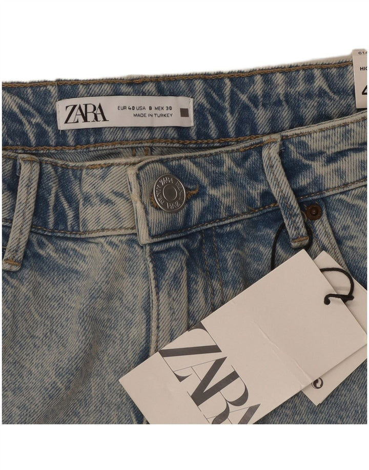 Pantaloncini in denim invecchiato ZARA da donna EU 40 medio W30 cotone blu