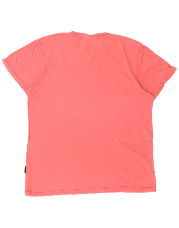 T-shirt grafica da uomo Schott Top grande in cotone rosa