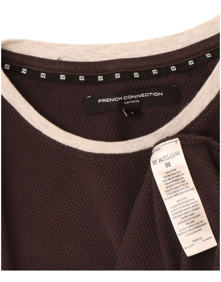 French Connection Top da uomo a maniche lunghe in cotone grigio grande