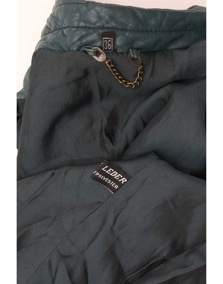 Giacca in pelle corta da donna vintage EU 36 piccola pelle verde