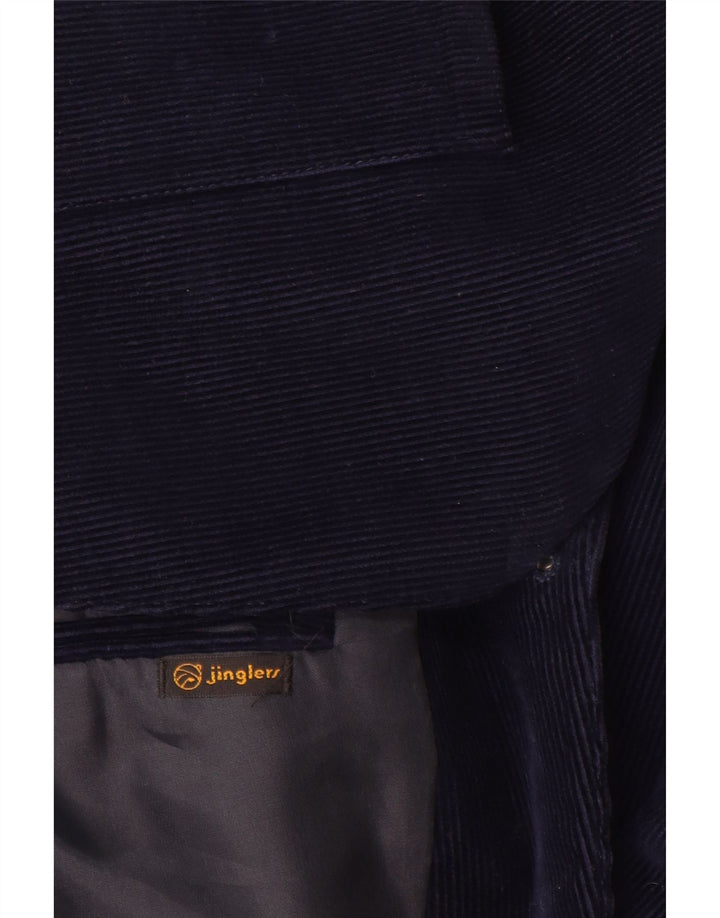 JINGLERS Mens 2 Button Corduroy Blazer Jacket IT 50 Large Navy Blue Cotton