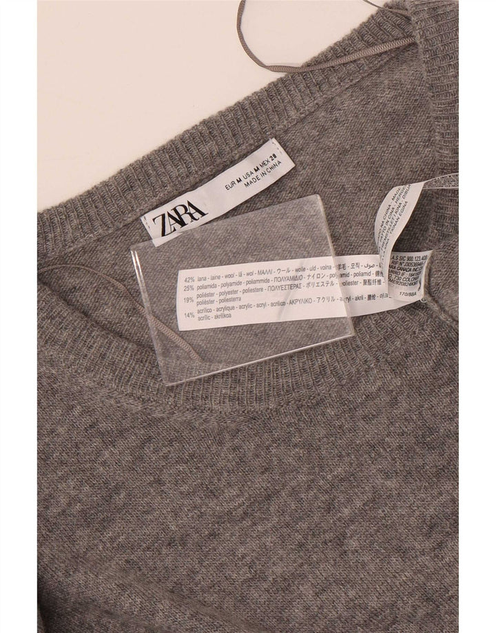 Abito maglione a maniche lunghe maxi da donna Zara UK 14 Lana grigio medio