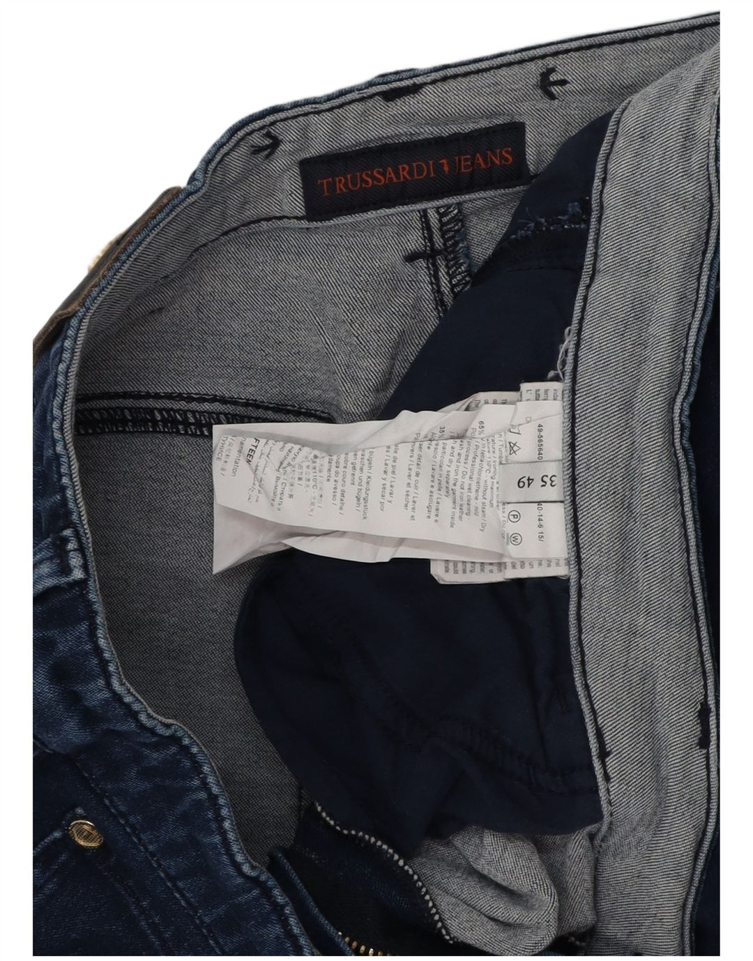 Jeans Slim Donna TRUSSARDI IT 49 XL W35 L32 Blu Navy Poliestere