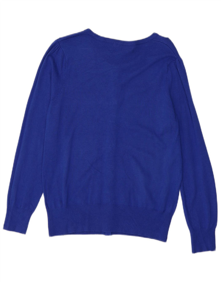 MARKS & SPENCER Maglione cardigan da donna UK 12 Viscosa blu medio