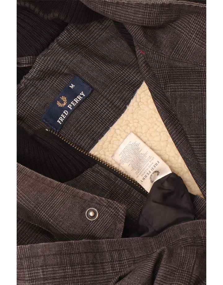 Cappotto da uomo Fred Perry UK 38 Cotone a quadri grigio medio
